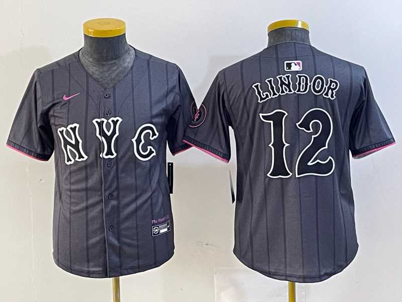 Youth New York Mets #12 Francisco Lindor Grey 2024 City Connect Cool Base Stitched Jersey,We sell and wholesale Youth New York Mets #12 Francisco Lindor Grey 2024 City Connect Cool Base Stitched Jersey on line form chian!